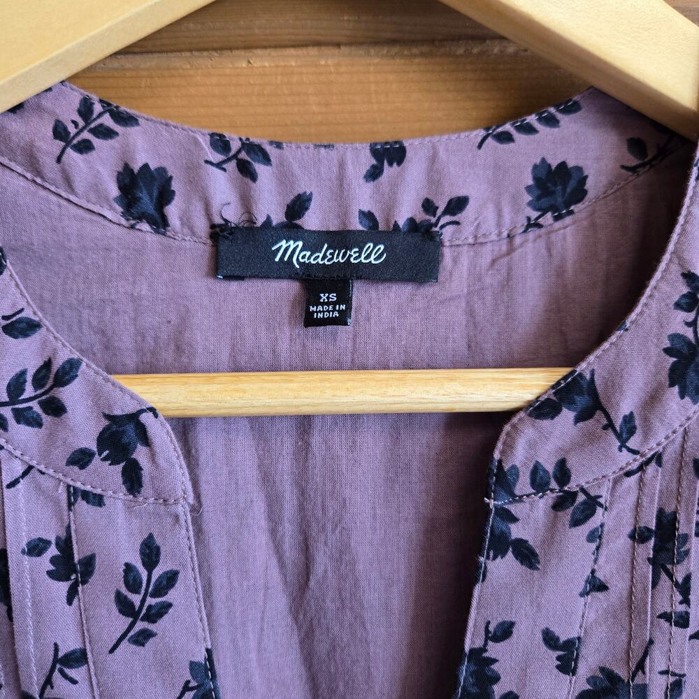Madewell Tillie Dress Mini Shadow Blooms Fig Puff Floral XS Boho Prairie Fall - Picture 3 of 6